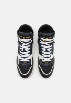 EA7 Emporio Armani New Basket Unisex - High-Top Trainers - Black/Bluenotte/Gold/White -Stride Shop 06151c65874640afb0033c43522eeb33