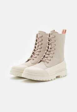 Calvin Klein Jeans Chunky Combat Laceup Boot- Lace-Up Ankle Boots - Eggshell/Creamy White -Stride Shop 24d6744ae6c4449a83c8aa09faea7988