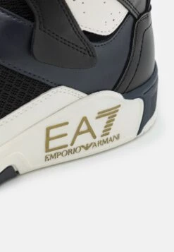 EA7 Emporio Armani New Basket Unisex - High-Top Trainers - Black/Bluenotte/Gold/White -Stride Shop 3313a05855554d349db67e9c276e9a09