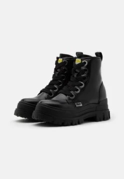 Buffalo Vegan Aspha Lace Up Hi - Platform Ankle Boots - Black -Stride Shop 463fe40323604b3abe2be05bb9152829