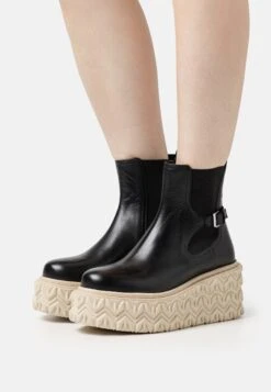 Patrizia Pepe Platform Ankle Boots - Black/White