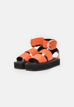Oslo Ankle Strap- Platform Sandals - Vermillion Orange -Stride Shop 7d5fee42e5a242b8854e5cf5d8274bb3