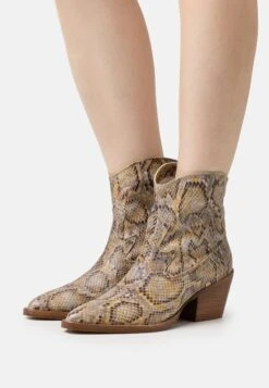 Bronx Jukeson - Cowboy/Biker Ankle Boot - Oatmilk/Yellow/Black