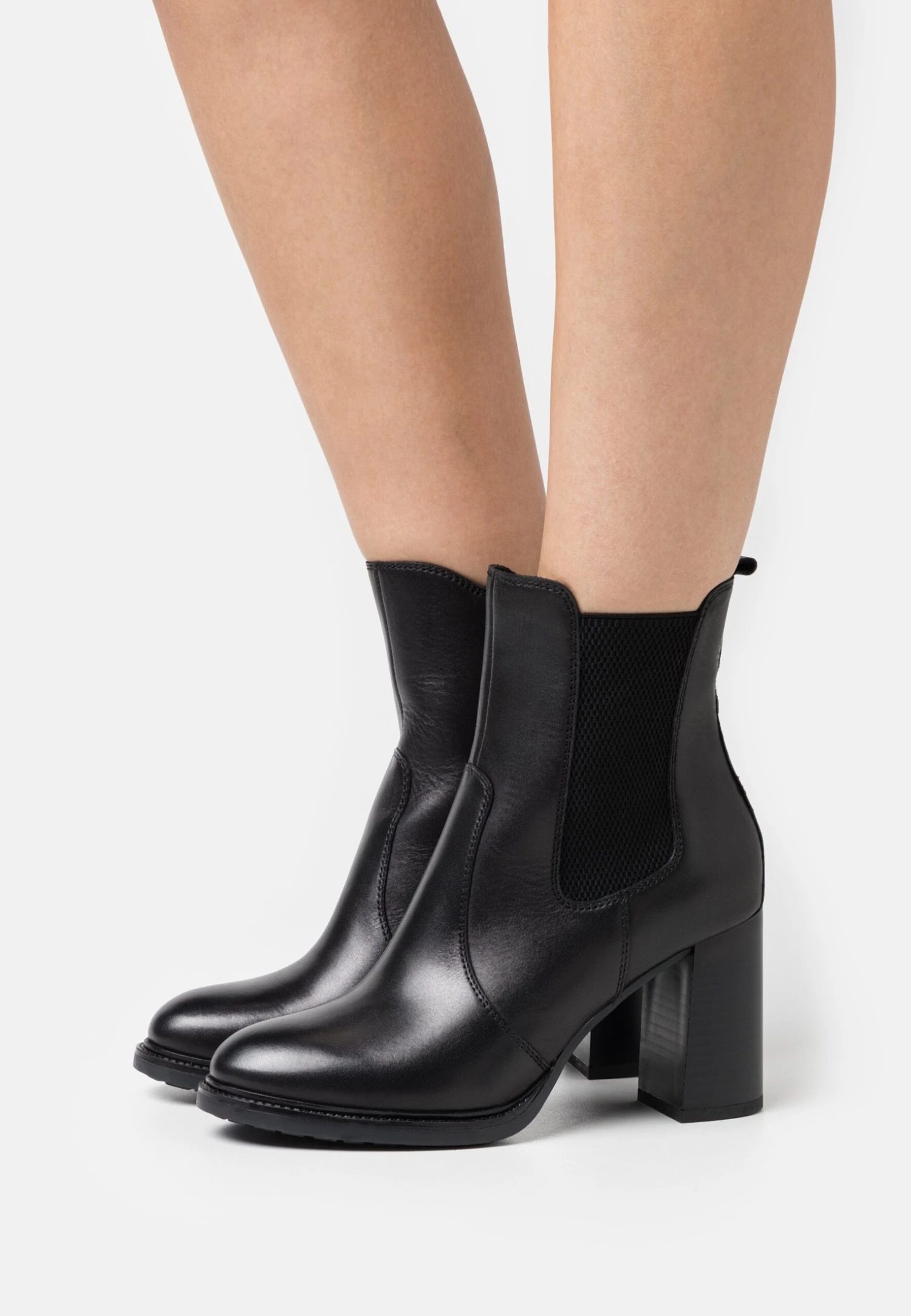 Leather- High Heeled Ankle Boots - Black 3 Leather- High Heeled Ankle Boots - Black