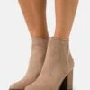 High Heeled Ankle Boots - Beige -Stride Shop 9e4a7f0cb67d42b1b64c0ce3bd1f829b