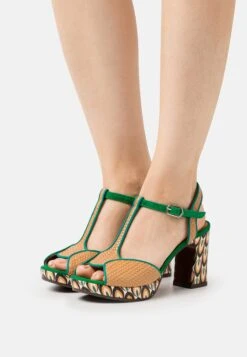 Chie Mihara Keduni - High Heeled Sandals - Ford Tan/Ante Green/Subaru Multi