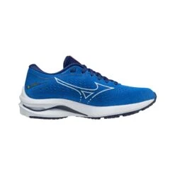 Mizuno | Women's Wave Rider 25 Running Shoes - Blue -Stride Shop J1GD210387 F Mizuno WaveRider25 side