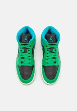Air Jordan 1 Mid - High-Top Trainers - Black/Lucky Green/Aquatone/Sail -Stride Shop c87a7f80718b45a0a1106af722054965