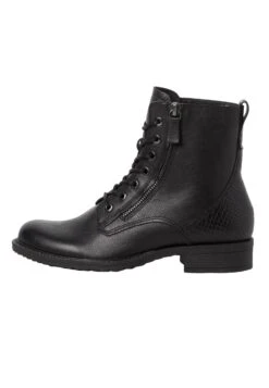 Tamaris Lace-Up Ankle Boots - Black Snake