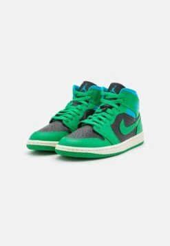 Air Jordan 1 Mid - High-Top Trainers - Black/Lucky Green/Aquatone/Sail -Stride Shop e154ea8f177e4569968ca7c10b92e074