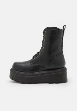KOI FOOTWEAR Talwar Chunky Stomper Boots - Platform Ankle Boots - Black 9 KOI FOOTWEAR Talwar Chunky Stomper Boots - Platform Ankle Boots - Black -Stride Shop fedcabcc3a82441385243a5f60baca43